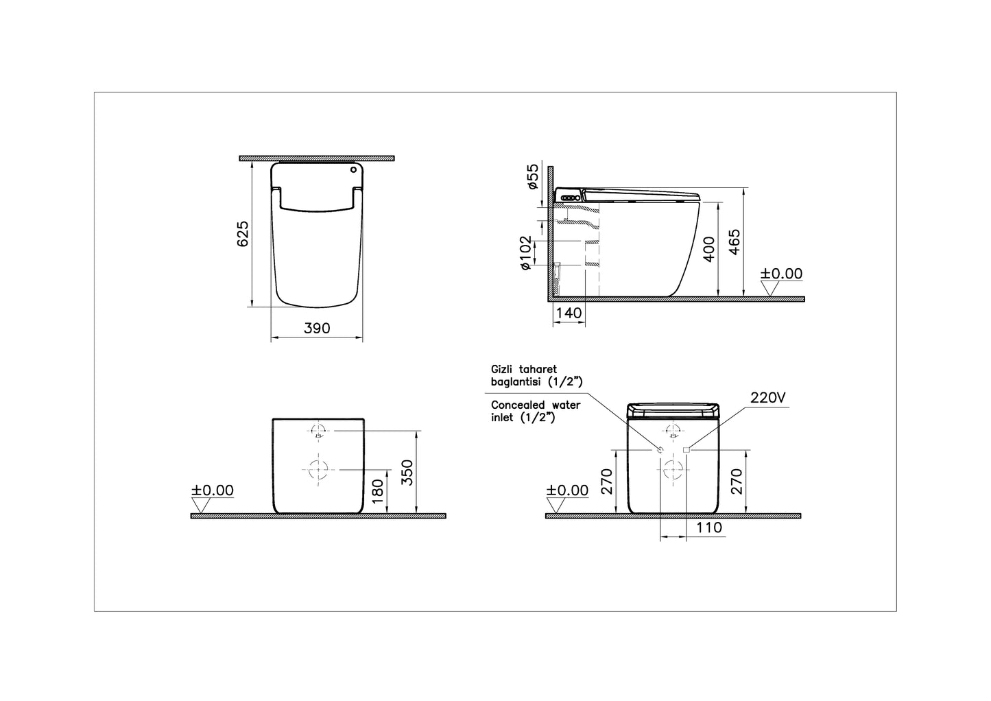 VitrA V-Care Prime Smart Gulvstående Toilet - 7232B403-6217